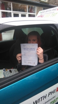 Congratulations to Katie who passed her test this morning 17th Feb in Buxton at the first attempt and with only 5 minors A bit shy for the photo but a great drive well done Itacute;s been an absolute pleasure taking you for lessons and helping you achieve your goal Enjoy your independence and stay safe